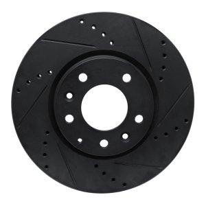 Mazda CX-7 Brake Rotor (1) - Front Right - R1 Concepts - Drilled & Slotted - Black - `07-`12